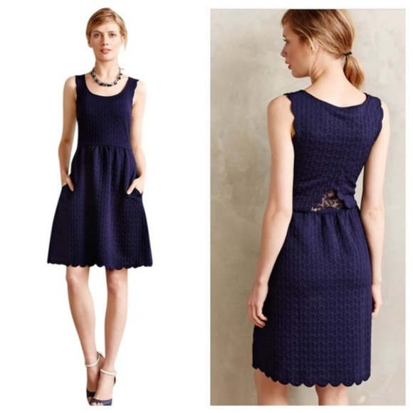 Anthropologie Dresses & Skirts - Anthropologie Maeve Caye Scalloped Navy Dress